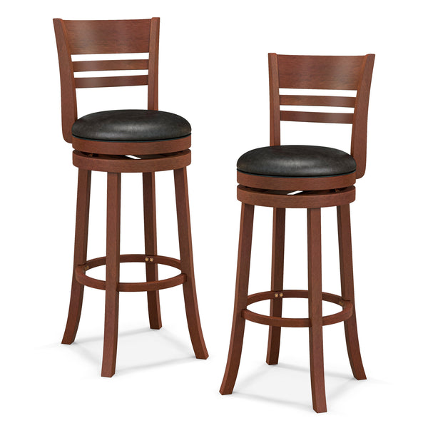 Set of 2 360 Degree Bar Stools with PU Upholstered Seats