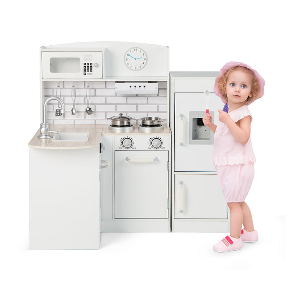 Kids Kitchen Playset Conor Kitchen Toy with Realistic Microwave and Oven Stove