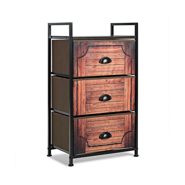 Industrial 3-Layers Fabric Dresser with Fabric Drawers and Steel Frame