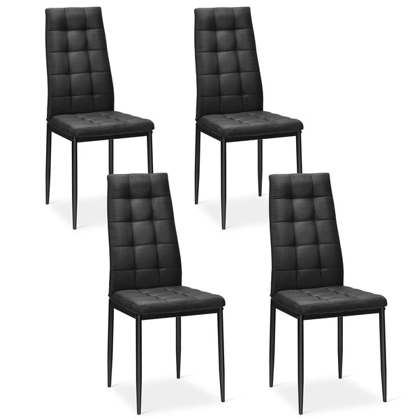 Set of 4 Fabric Dining Chairs Set with Upholstered Cushion and High Back