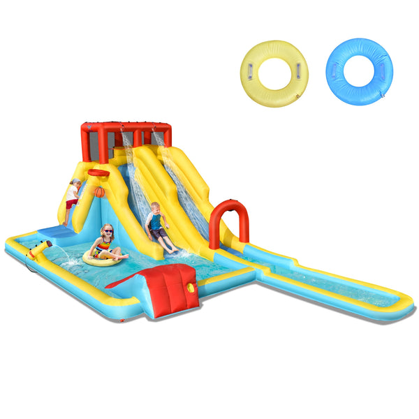 7-in-1 Inflatable Dual Slide Water Park Bounce House Without Blower