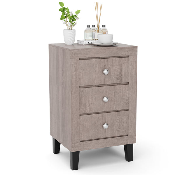 Modern Nightstand with 3 Drawers for Bedroom Living Room