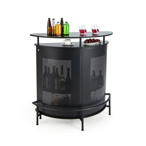 4-Tier Liquor Bar Table with 3 Glass Holders and Storage Shelves