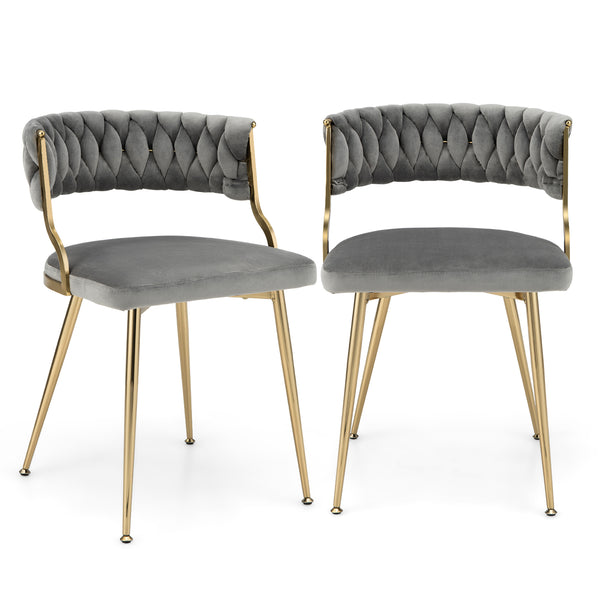 Upholstered Dining Chairs with Golden Metal Legs for Living Room