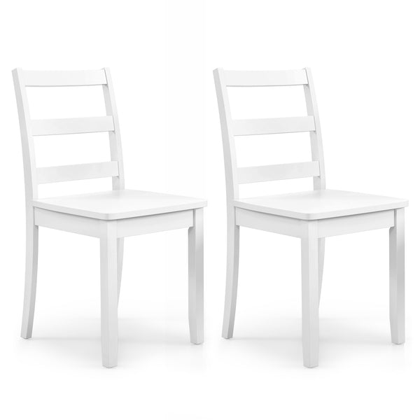 Set of 2 Wood Dining Chairs with Solid Rubber Wood Legs