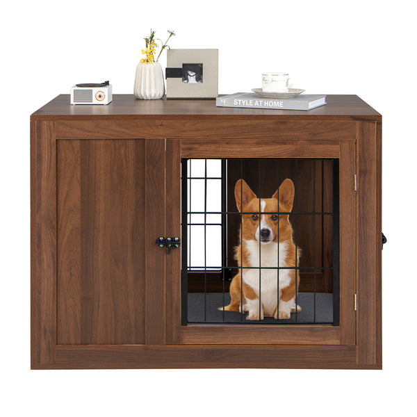 Furniture Dog Crate with Cushion and Double Doors