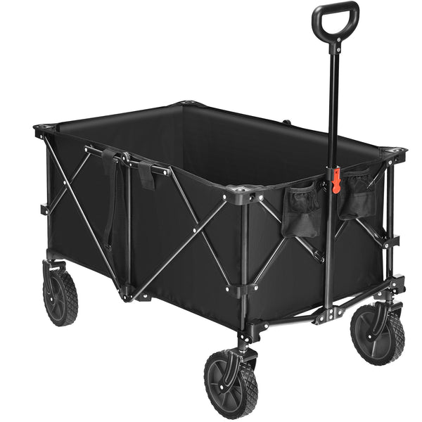 Outdoor Folding Wagon Cart with Adjustable Handle and Universal Wheels