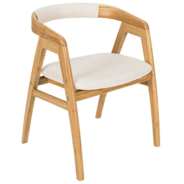 Bamboo Upholstered Dining Chair with Curved Back