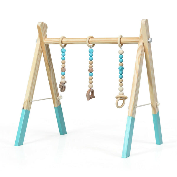 Wooden Baby Play Center with 3 Hanging Toys