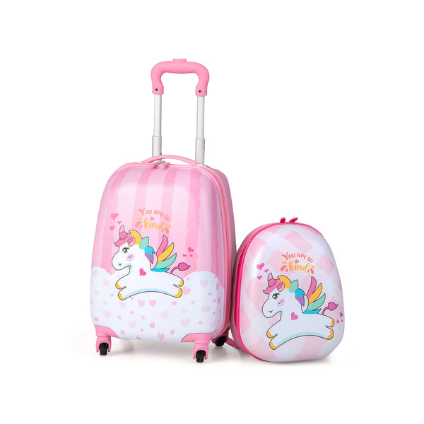 2 Pieces 12 Inch 16 Inch Kids Luggage Set with Backpack and Suitcase for Travel