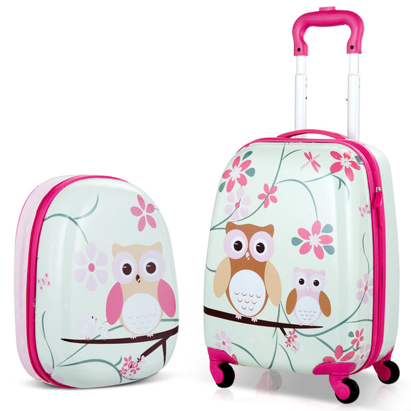 2 Pieces 12 Inch 16 Inch Kids Luggage Set with Backpack and Suitcase for Travel