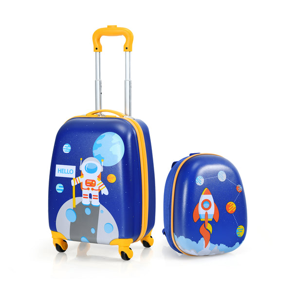 2 Pieces 12 Inch 16 Inch Kids Luggage Set with Backpack and Suitcase for Travel