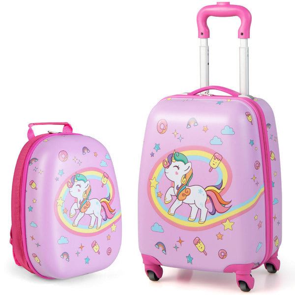 2 Pieces Kids Carry-on Luggage Set with 12 Inch Backpack