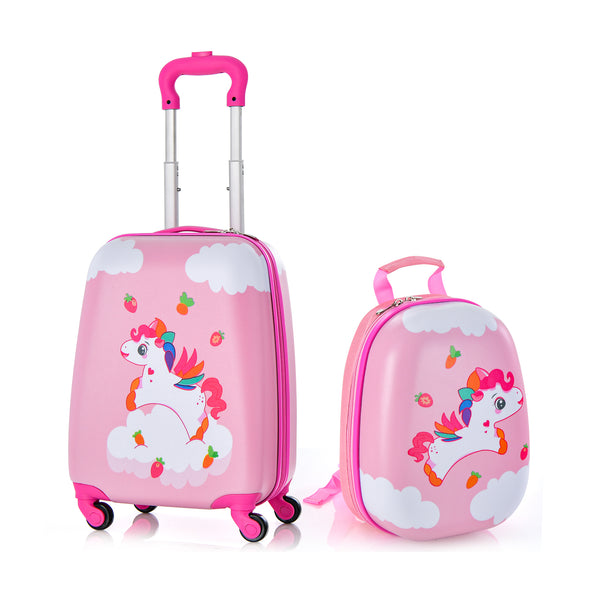 2 Pieces Kids Carry-on Luggage Set with 12 Inch Backpack