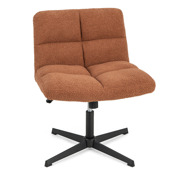 Office Armless Chair Cross Legged with Imitation Lamb Fleece and Adjustable Height