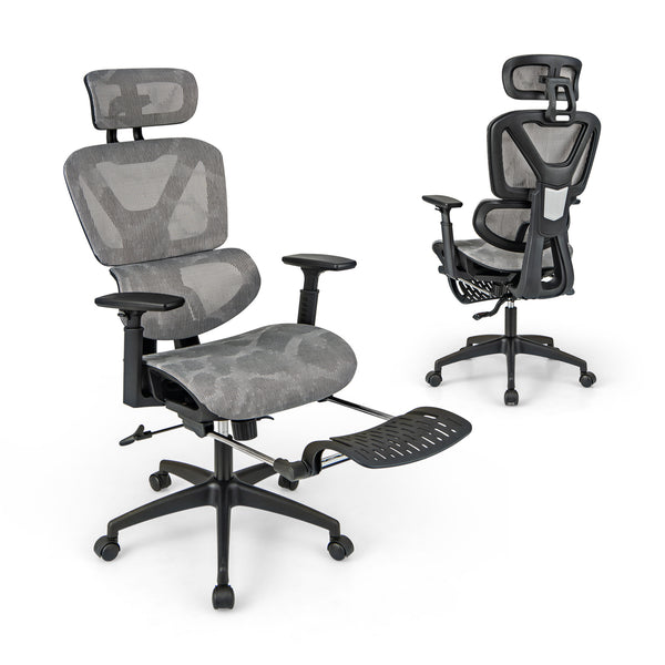 Mesh Office Chair with Tilting Backrest and Retractable Footrest