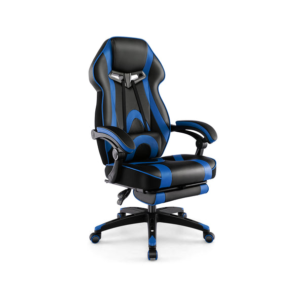 Gaming Chair Racing Style Swivel Chair with Footrest and Adjustable Lumbar Pillow