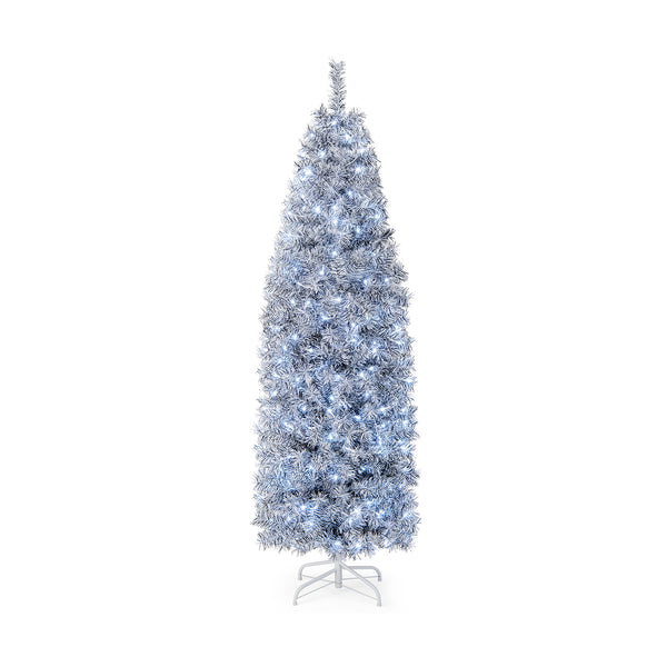 6 FT Pre-Lit Artificial Christmas Tree with 250 Cool-White LED Lights Black and White