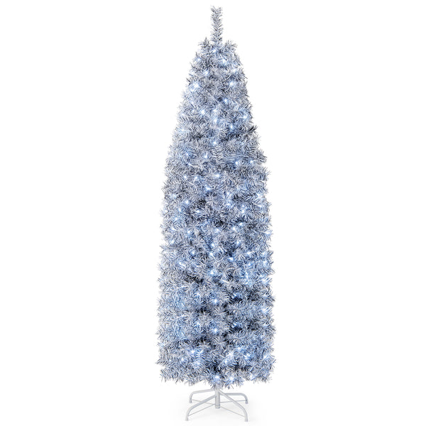 6 FT Pre-Lit Artificial Christmas Tree with 250 Cool-White LED Lights Black and White