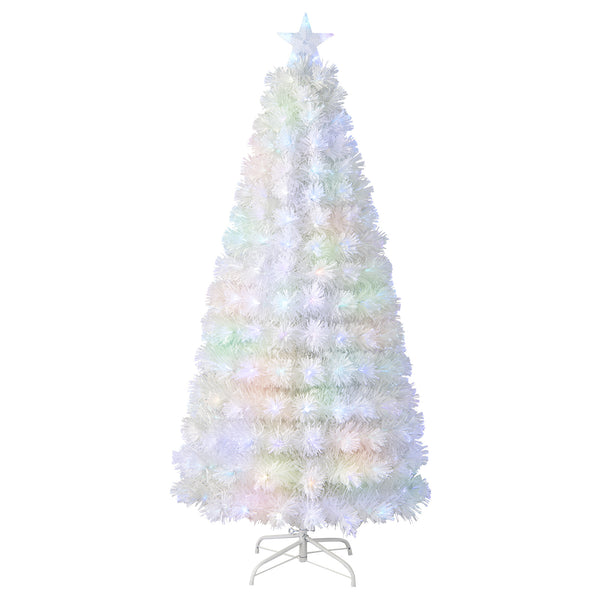 6 Feet Pre-Lit Fiber Optic White Snow-Flocked Artificial Christmas Tree