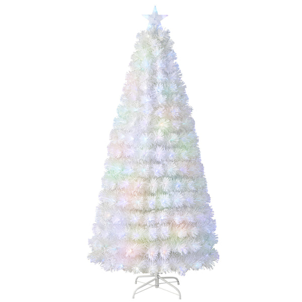 7 Feet Pre-Lit Fiber Optic White Snow-Flocked Artificial Christmas Tree