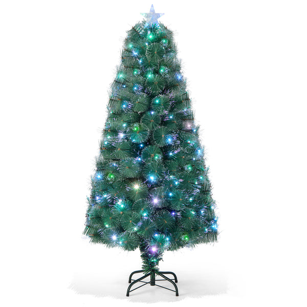 5 FT Pre-Lit Fiber Optic Christmas Tree with 148/185/226 Multi-Color LED Lights and Top Star Light