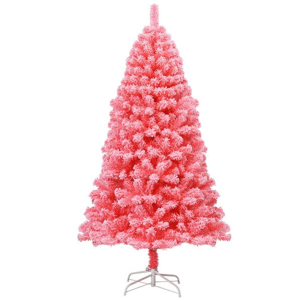 4.5 Feet Pink Christmas Tree with Snow Flocked PVC Tips and Metal Stand
