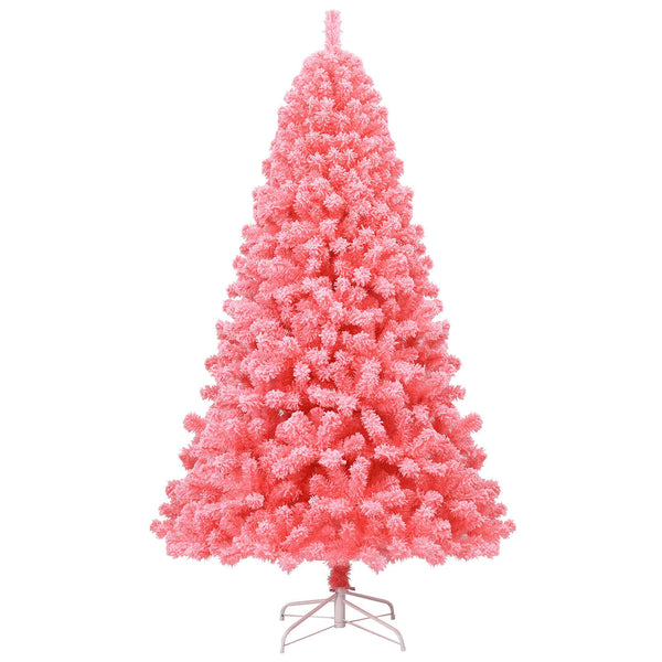 7.5 Feet Pink Christmas Tree with Snow Flocked PVC Tips and Metal Stand