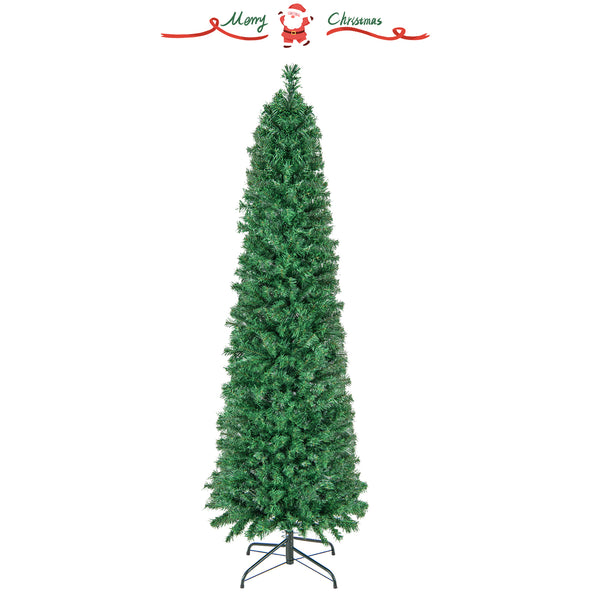 6 FT Pre-Lit Christmas Pencil Tree with Colorful Fiber Optics Green