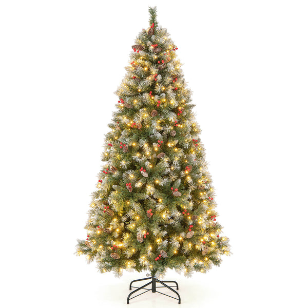 Hinged Christmas Tree with 450 PVC Branch Tips and 200 Warm White LED Lights