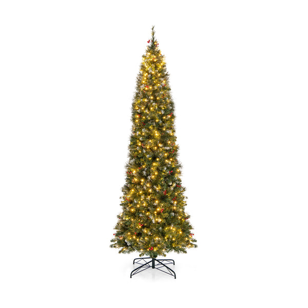 9 FT Pre-Lit Artificial Hinged Slim Pencil Christmas Tree