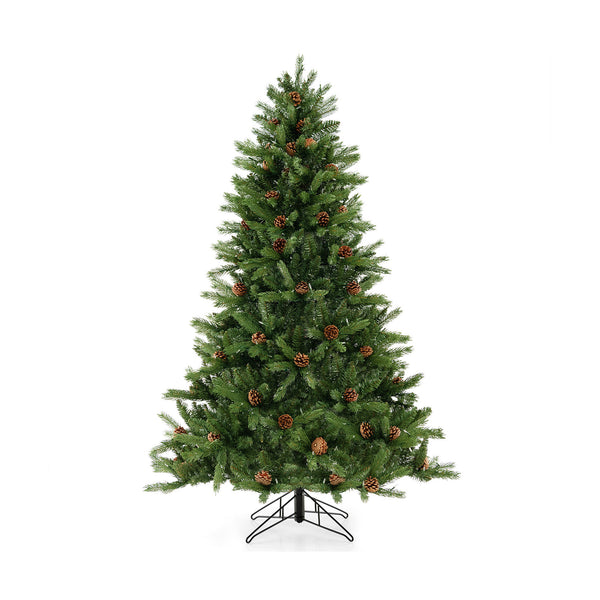 6 FT Artificial Christmas Tree with Pine Cones and Adjustable Brightness