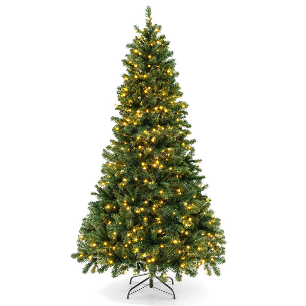 7 Feet Hinged Christmas Tree with PVC Branch Tips Warm White LED Lights