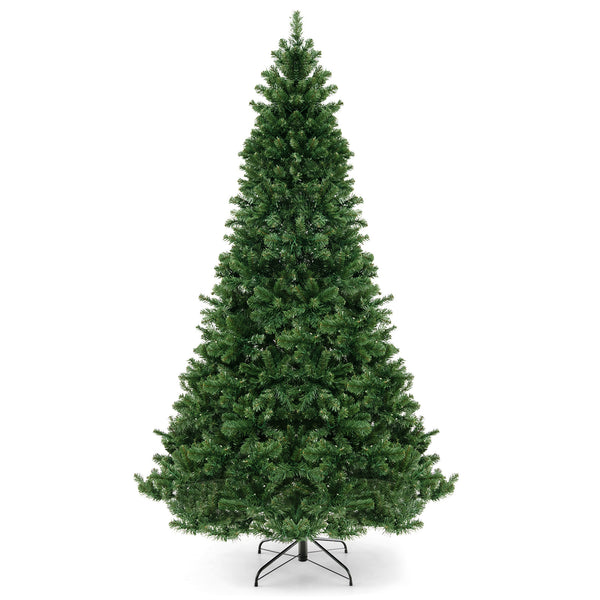 8 Feet Hinged Christmas Tree with PVC Branch Tips Warm White LED Lights