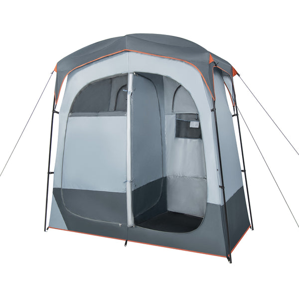 2 Rooms Oversize Privacy Shower Tent with Removable Rain Fly and Inside Pocket