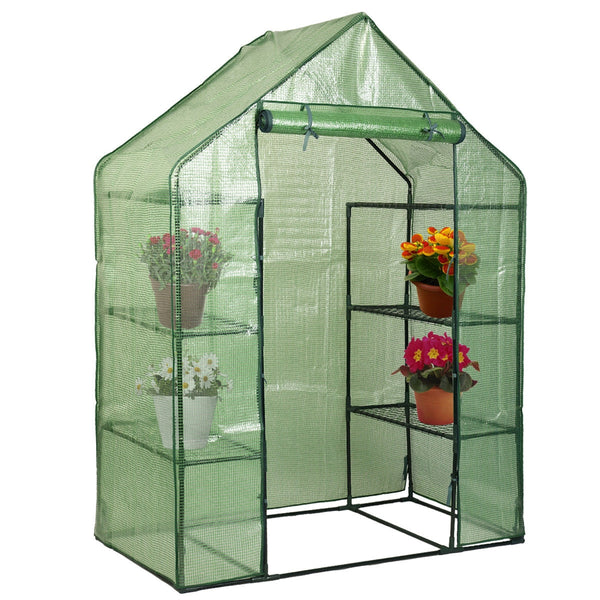 Portable 4 Tier Walk-in Plant Greenhouse with 8 Shelves