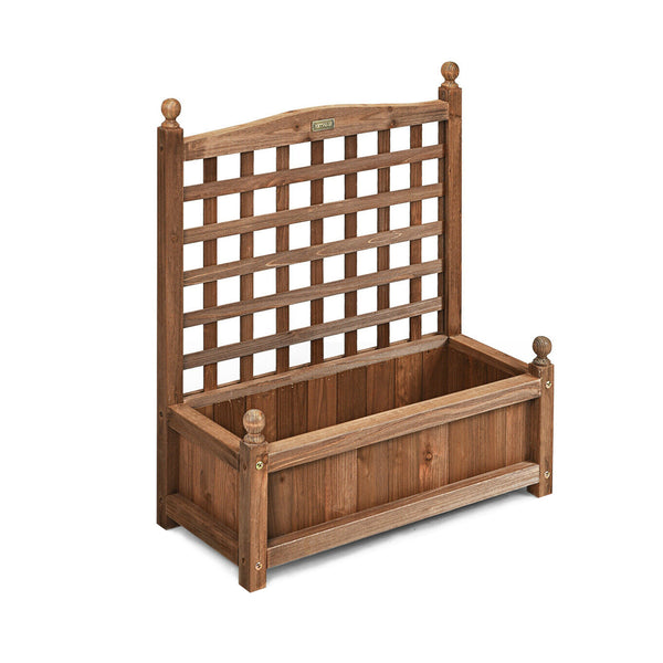 50in Wood Planter Box with Trellis Mobile Raised Bed for Climbing Plant