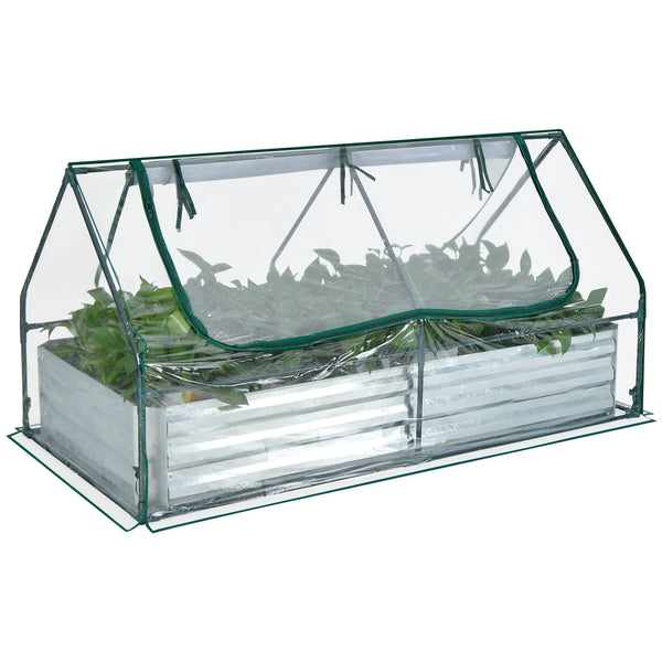 6 Feet x 3 Feet x 3 Feet Galvanized Raised Garden Bed with Greenhouse