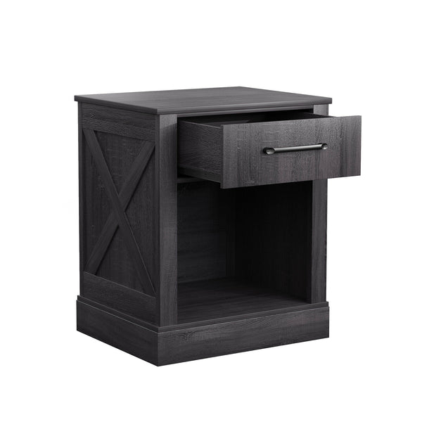 Compact Nightstand with Drawer and Open Compartment