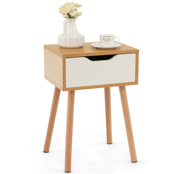 Set of 1/2 Modern Nightstand with Storage Drawer for Bedroom Living Room