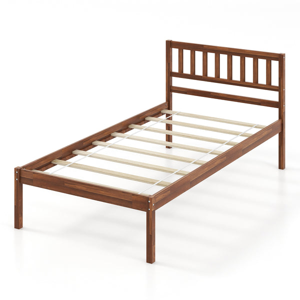 Twin/Full/Queen Size Wood Bed Frame with Headboard and Slat Support