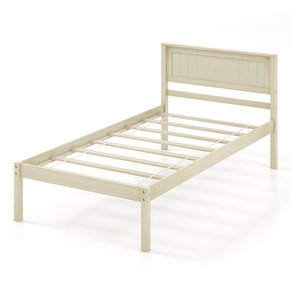 Twin/Full/Queen Size Wooden Bed Frame with Headboard and Slat Support