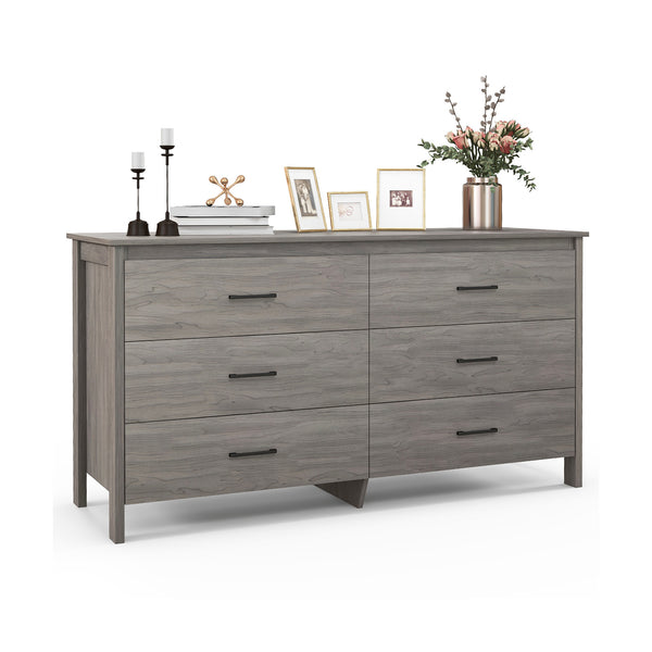 6-Drawer Wide Dresser Chest with Center Support and Anti-tip Kit