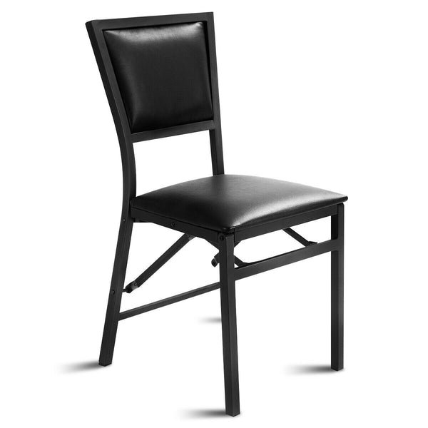 Set of 2 Metal Folding Dining Chair with Space Saving Design