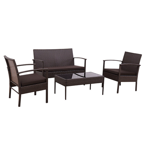 4 pcs Patio Rattan Wicker Furniture Set