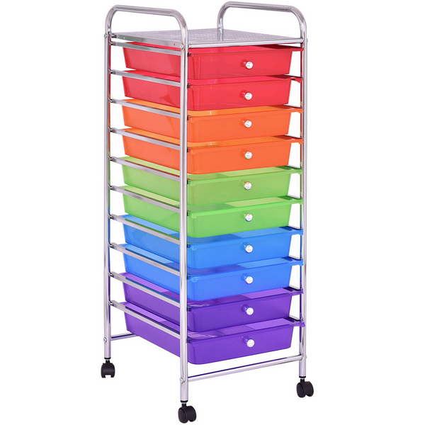 10 Drawers Rolling Metal Storage Cart