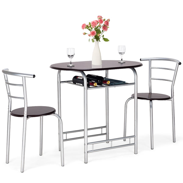 3 Pcs Home Bistro Table and 2 Chairs Dining Set