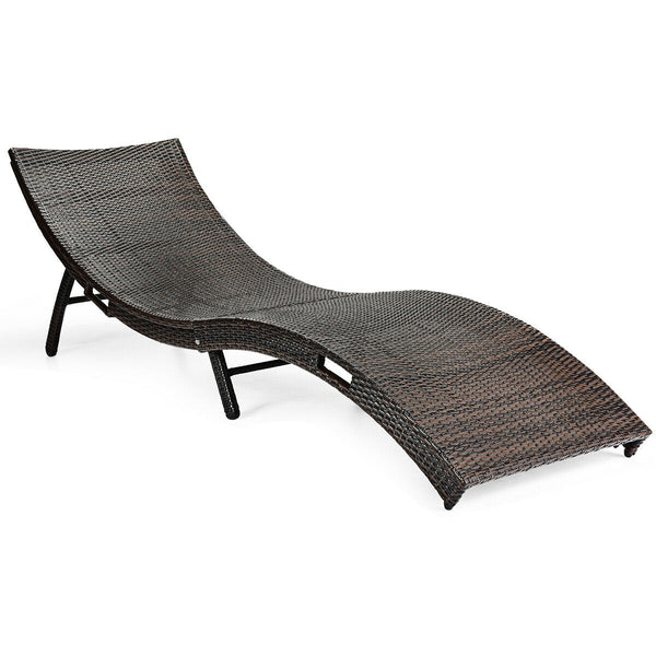 Outdoor Couch Bed Patio Folding Rattan Lounge Chair