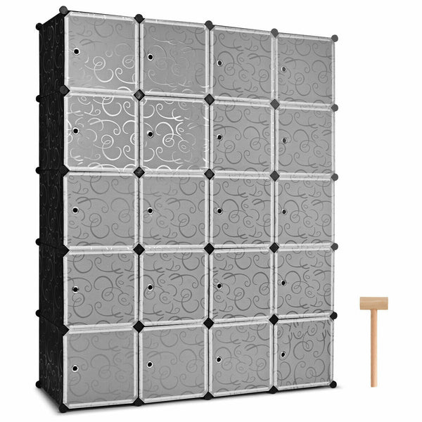 20-Cube DIY Plastic Cube Storage Organizer with Doors