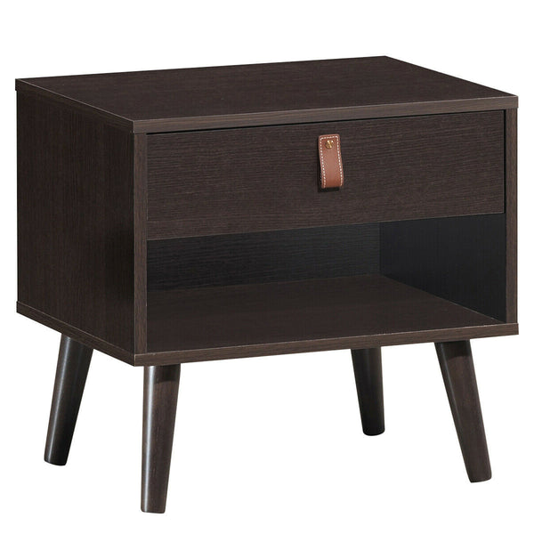 Nightstand Bedroom Table with Drawer Storage Shelf